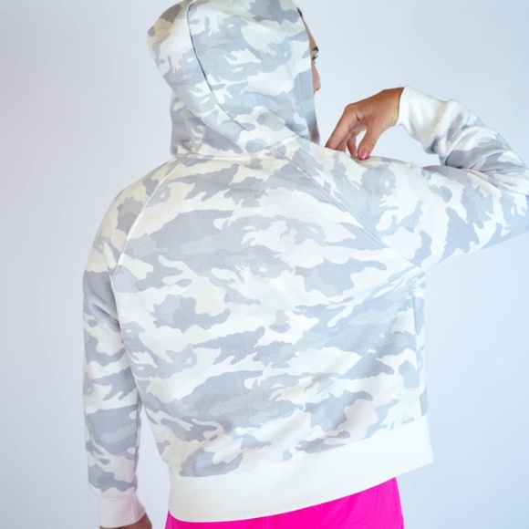 FLEO Platform Full-Zip Hoodie White Camo Medium Activewear Zip-Up - Picture 6 of 13